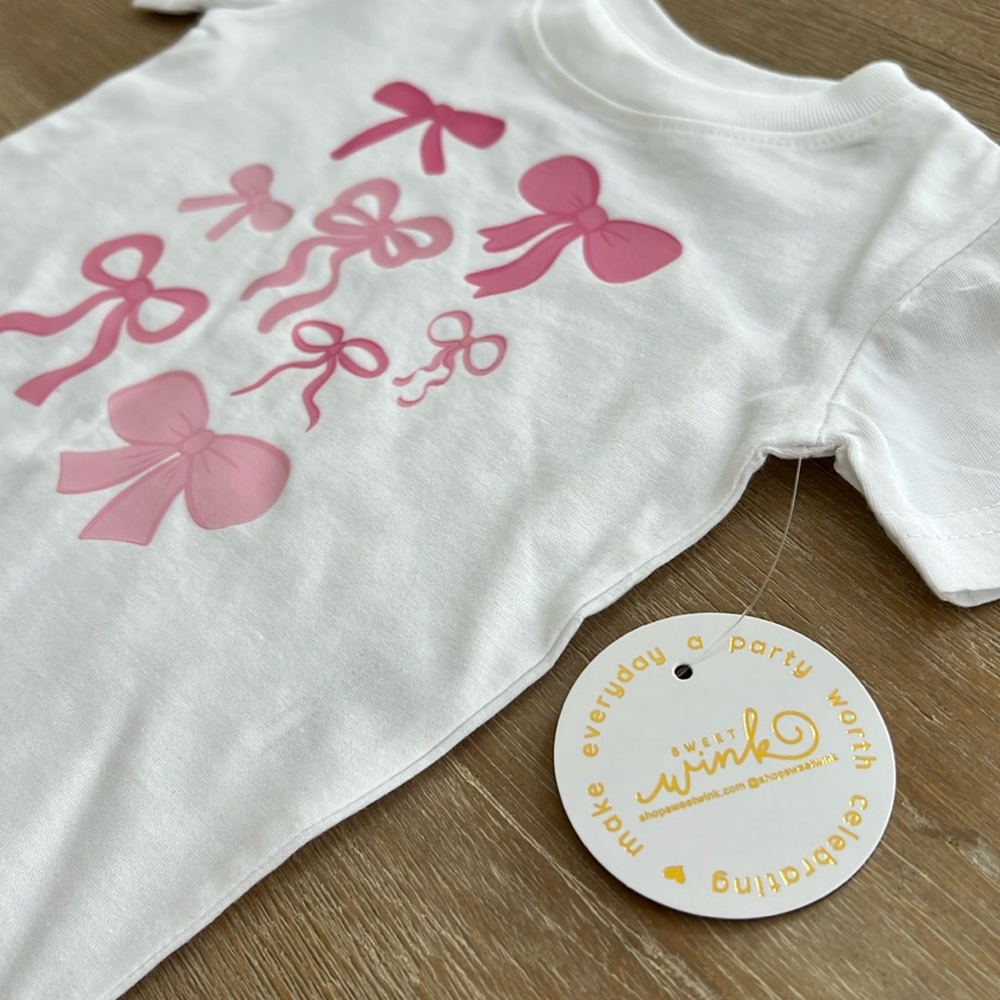 Sweet Wink Toddler Girl Bows Print Short Sleeve T-Shirt 12-18 months 2T 3T - Picture 4 of 5